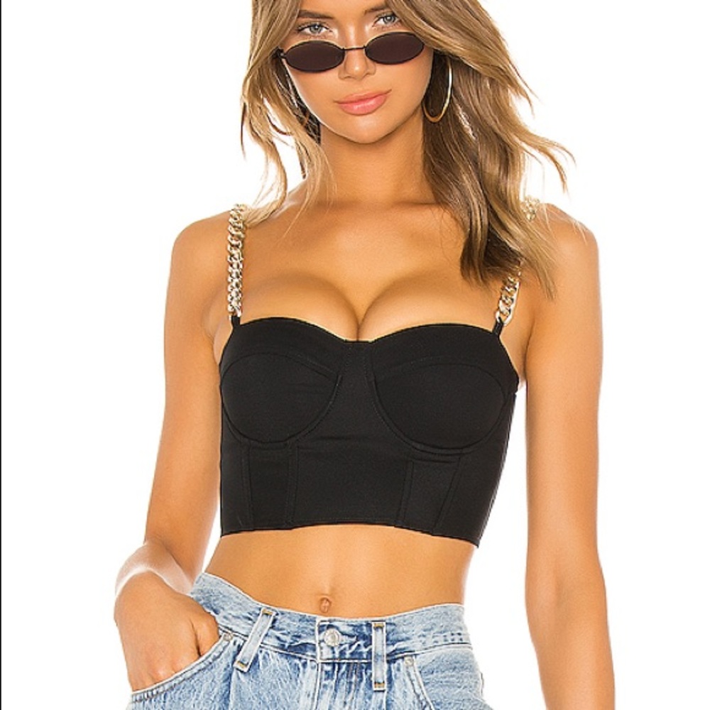 Revolve Superdown Chain Strap Bustier crop top
